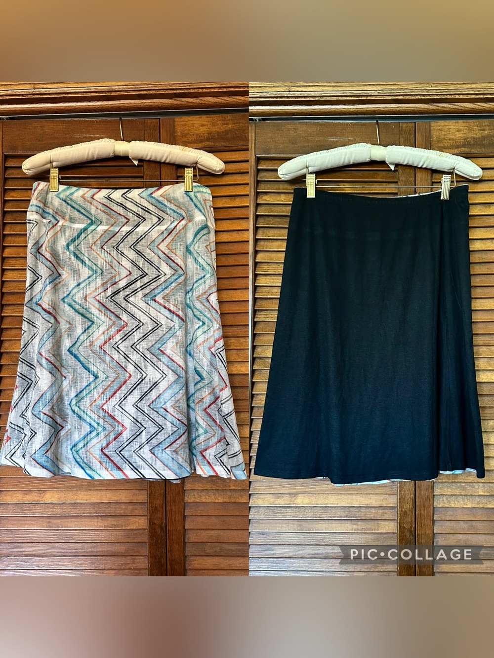 Nally & Millie Reversible A-Line Skirt in Black and Multicolor Chevron sz medium